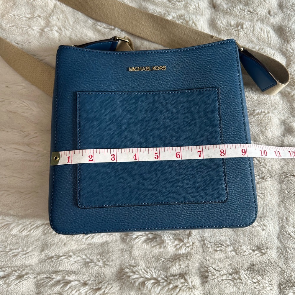 Michael Kors Navy Saffiano Leather Crossbody with Canvas Strap - Picture 4 of 9